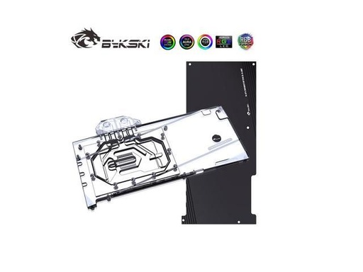 Tarjeta de video Bykski GPU Waterblock, for EVGA GeForce RTX 3090 TI FTW3 Ultra, PC GPU Water Liquid Cooling Block Cooler, with Metal Backplate 5V 3Pin RBW Lights